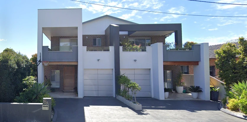 Contemporary duplex façades at Waratah Street, Bexley