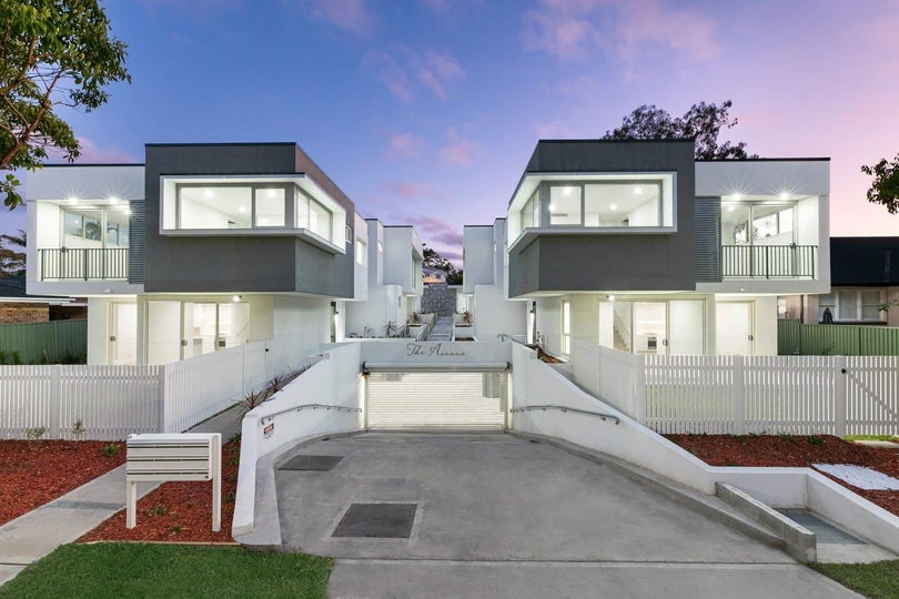 Symmetrical townhouses and basement entry at President Avenue, Miranda