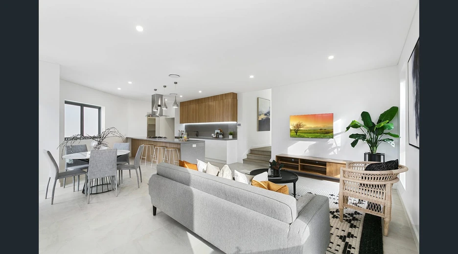 The living, dining and kitchen spaces at Nicholson Street, Penshurst